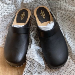 NWT Swedish Hasbeens Husband leather clog, black EUR 36 / US 6